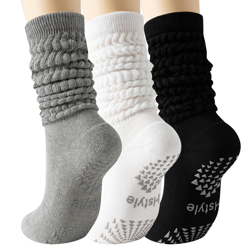 Hstyle Grip Pilates Socks for Women, Slouch Scrunch Yoga Barre Socks for Hospital Workout - Image 1