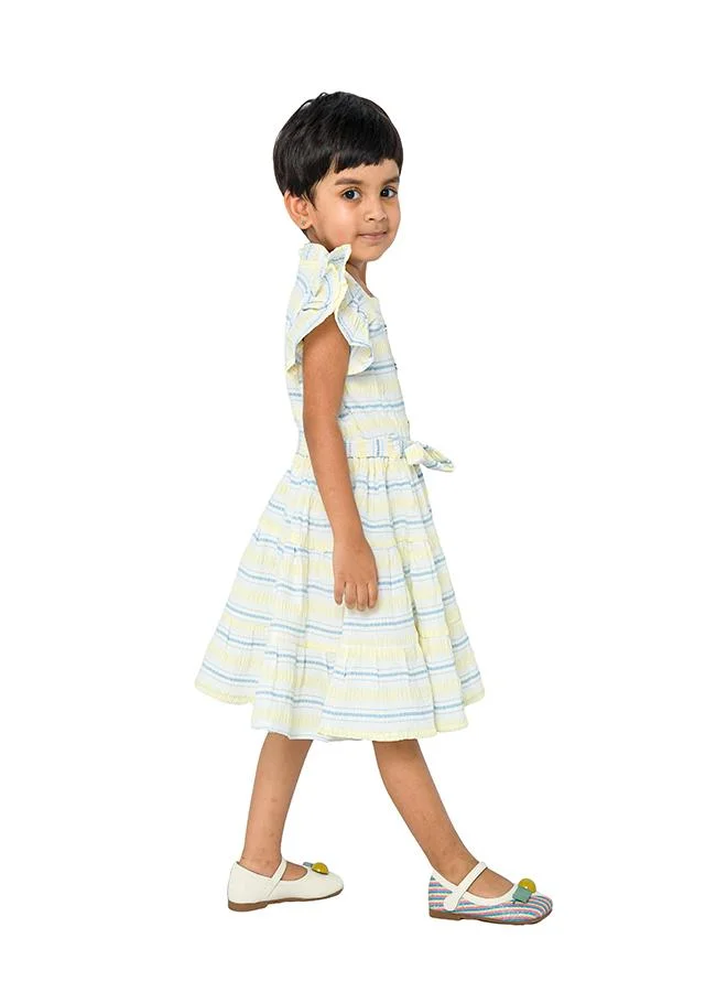 babyqlo Striped Flutter Sleeve Dress