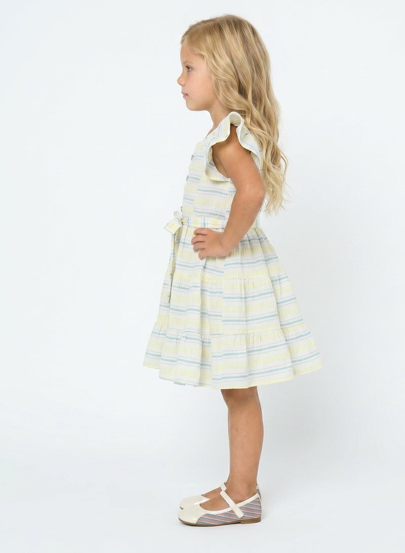 babyqlo Striped Flutter Sleeve Dress - Image 5
