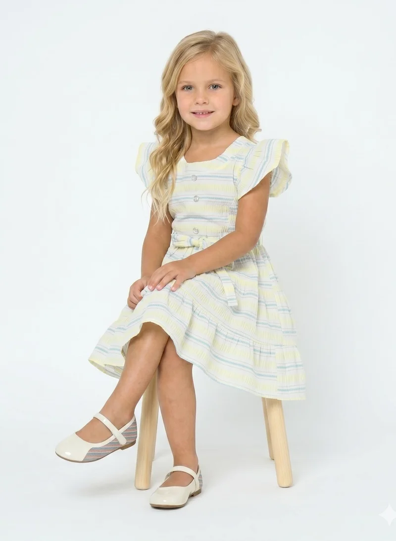 babyqlo Striped Flutter Sleeve Dress