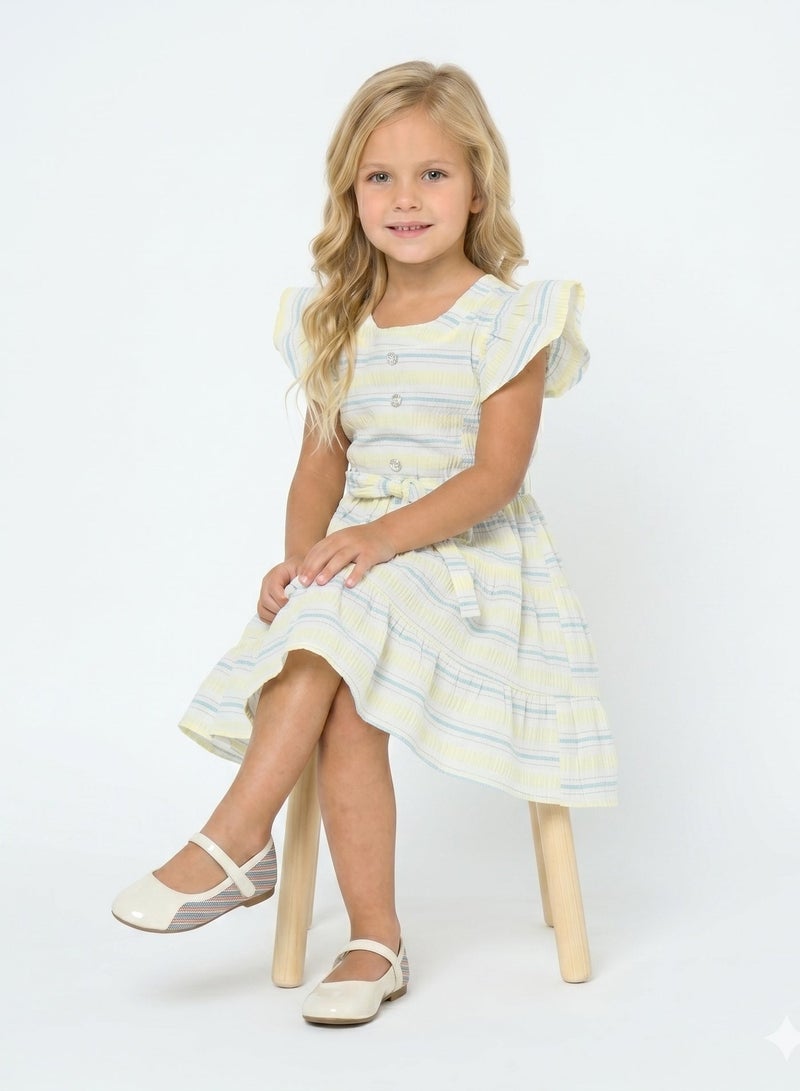 babyqlo Striped Flutter Sleeve Dress - Image 2