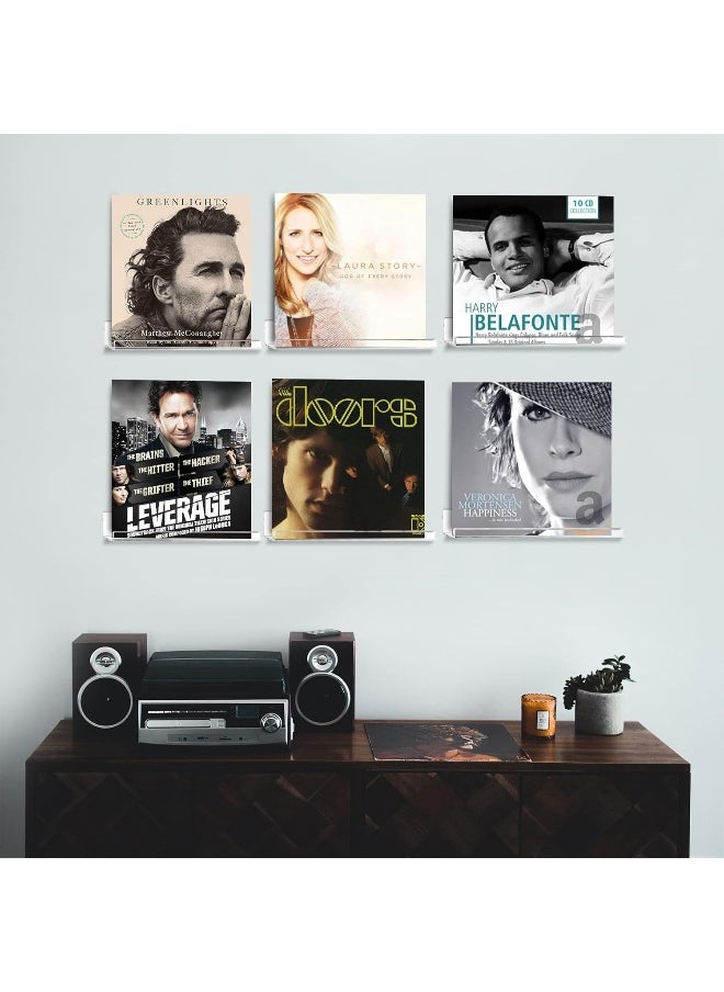 Generic Dezzer 6 Pack Acrylic Vinyl Record Shelf, Clear Acrylic Album Record Holder, Clear Floating Shelves Wall Mount and Display Your Favorite LP Records in Style - (30.2 L x 4 W x 4 H cm)  - Image 5
