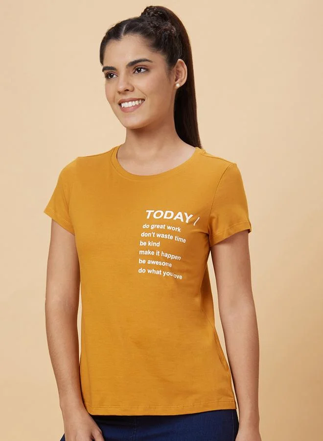 globus Globus Slogan Print Round Neck Cotton T-Shirt