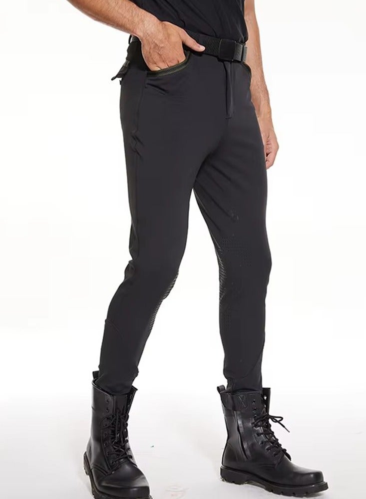 general Men Horse Riding Pants Knee Grip Equestrain Breeches Clothes Silicone Leggings Horseback Riding Tights - Image 4
