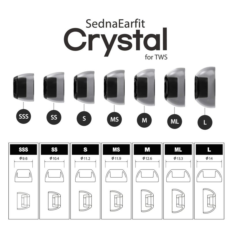 AZLA SednaEarfit Crystal for TWS (Size S/MS/M) 3Pairs - Replacement Earbud Tips - Eartips for Noise Cancelling Headphones - for Galaxy Buds 2 Pro/Airpods Pro/Beats Power Beats Pro/Skullcandy - Image 3