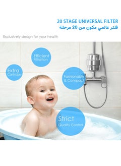 سوبر زي يوث فلتر دش 20 مرحلة فلتر رأس دش للمياه العسيرة - مع خرطوشتين فلتر قابلتين للاستبدال، فلتر رأس دش لإزالة الكلور والفلورايد، جهاز تنقية مياه رأس دش قابل للاستبدال  - Image 4