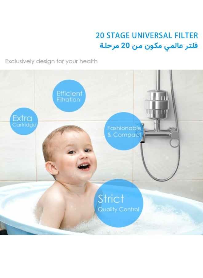 Super ZYouth - Shower Filter 20 Stage Shower Head Filter for Hard Water- with 2 Replaceable Filter Cartridges, Showerhead Filter to Remove Chlorine and Fluoride, Replaceable Shower Head Water Purifier - Image 1