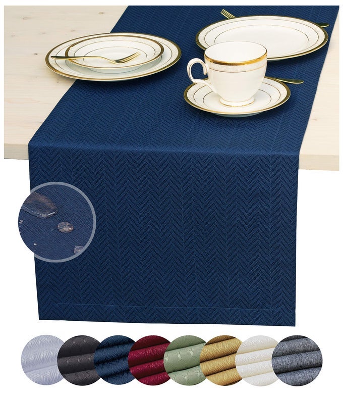 NAVY BLUE TABLE RUNNER 36 INCH WATERPROOF DRESSER SCARF OUTDOOR COFFEE TABLE RUNNER ELEGANT DINING TABLE RUNNERS FOR FIESTA DINNER PARTIES EVENT WEDDING DECOR THANKSGIVING HALLOWEEN CHRISTMAS