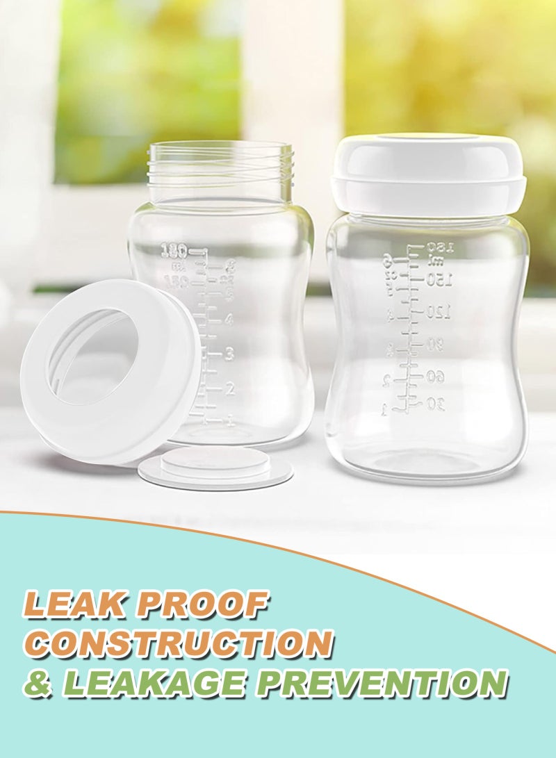 أوربازار 8 قطع من زجاجات الرضاعة الطبيعية، عبوة حليب ثدي واسعة العنق سعة 6 أونصة/180 مل، زجاجة تخزين حليب الثدي للثلاجة، زجاجات جمع حليب خالية من مادة BPA، أساسية للرضاعة الطبيعية - Image 5