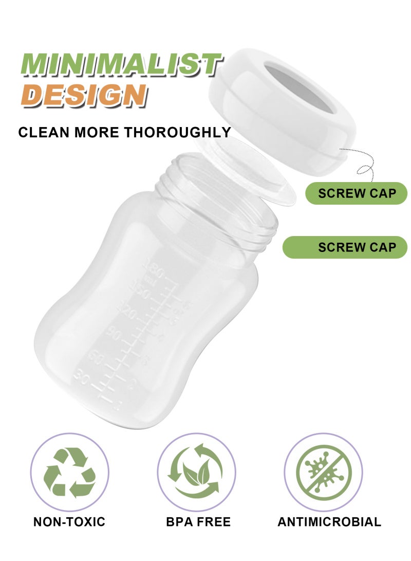 أوربازار 8 قطع من زجاجات الرضاعة الطبيعية، عبوة حليب ثدي واسعة العنق سعة 6 أونصة/180 مل، زجاجة تخزين حليب الثدي للثلاجة، زجاجات جمع حليب خالية من مادة BPA، أساسية للرضاعة الطبيعية - Image 3