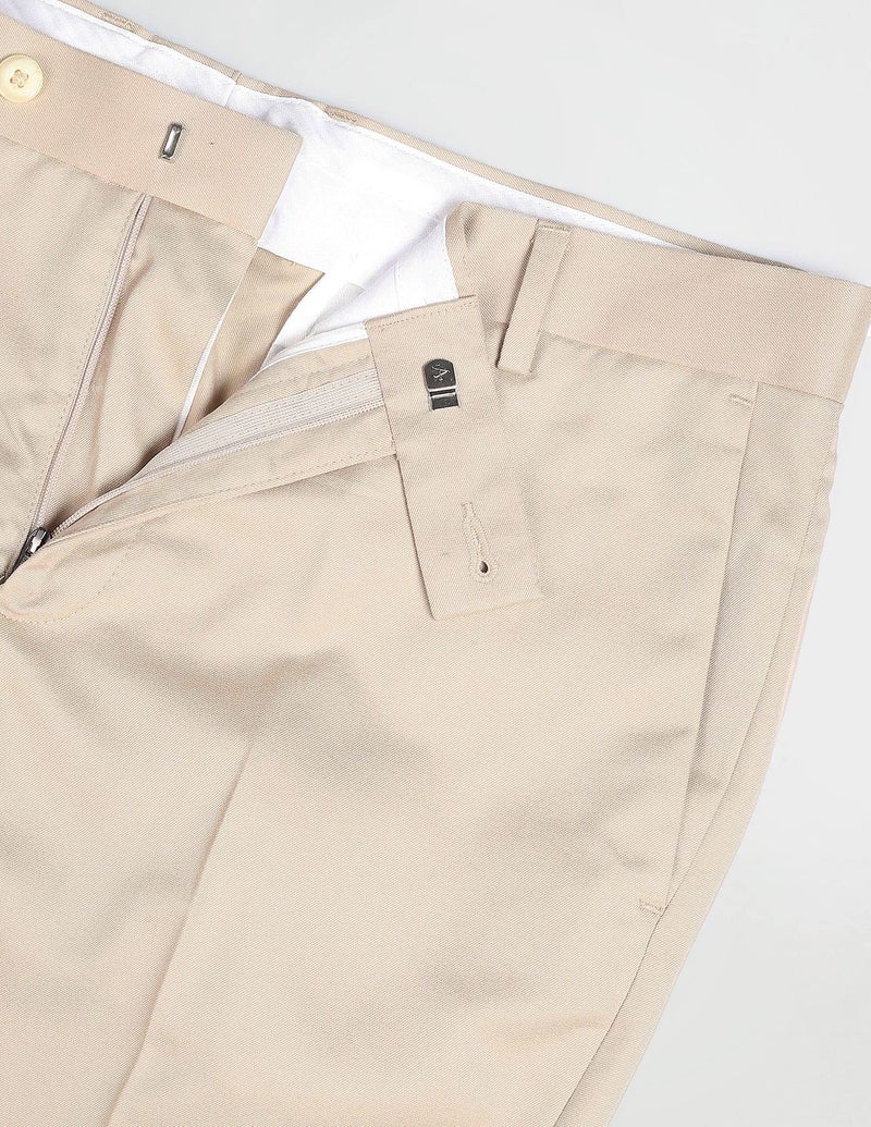 Arrow Solid Tailored Regular Fit Formal Trousers for Men - Full Length Formal Pants for Men Office Wear - 32, Beige - Image 4