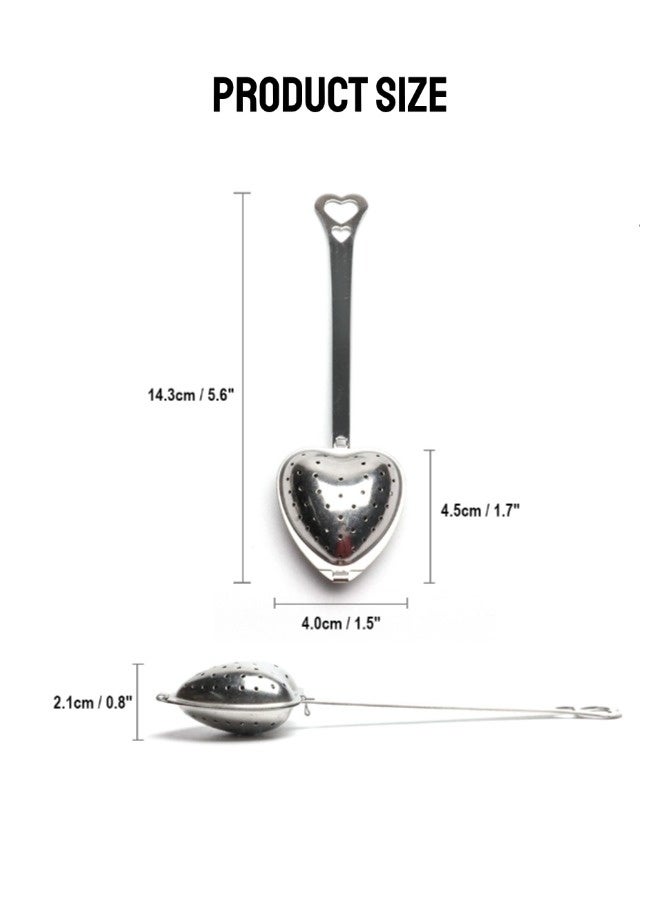 شيبشيب عدد 2 مصفاة شاي طويلة المقبض، مصفاة شاي من الستانلس ستيل بشكل قلب، مفلترة شاي إبداعية لأوراق الشاي السائبة - Image 5