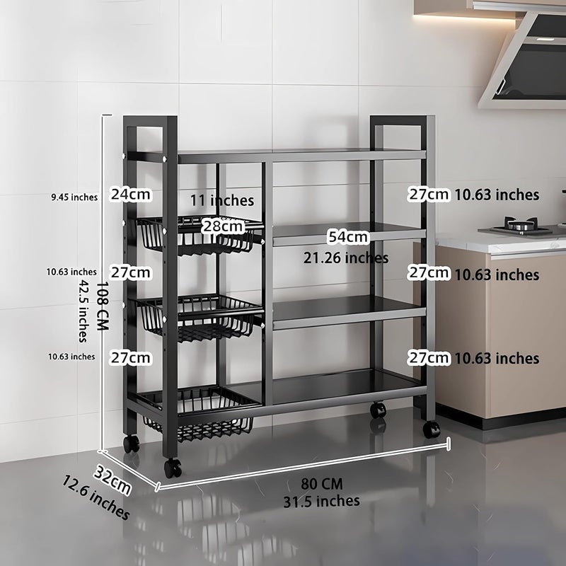 WAMIT Storage Rack with Sunken Mesh Basket, Large Capacity Shelving Unit, Freestanding Metal Rack, Easily Assemble Storage Rack for Garage Kitchen, Basement, Pantry (4-Tier Black) - Image 2