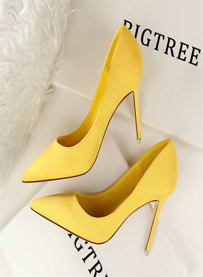 BIGTREE Fashion Pointed High Heels 9CM Yellow
