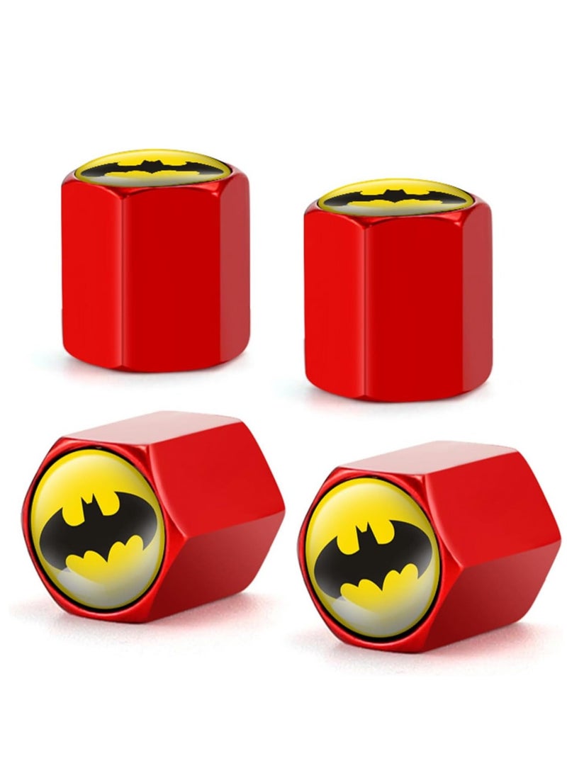 Generic Tire Valve Caps | 4 Pcs Red Batman Universal Tire Stem Caps | Metal Wheel Car Air Caps Cover Dust Caps  - Image 5