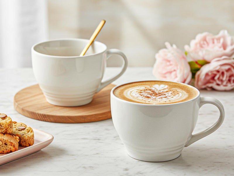 Bodhi House Large Ceramic Coffee Mug | Microwave & Dishwasher Safe | Bone-Ash Free Cappuccino Mug | Multi-Purpose Food Grade Latte Coffee Mug Ideal for Daily Use & Gifting (Pack of 2, 500ml | White) - Image 1