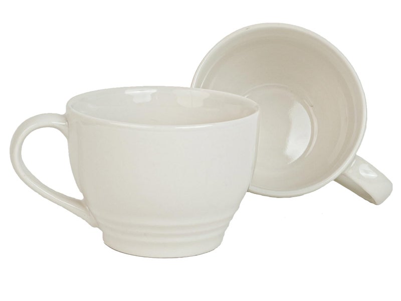 Bodhi House Large Ceramic Coffee Mug | Microwave & Dishwasher Safe | Bone-Ash Free Cappuccino Mug | Multi-Purpose Food Grade Latte Coffee Mug Ideal for Daily Use & Gifting (Pack of 2, 500ml | White) - Image 2