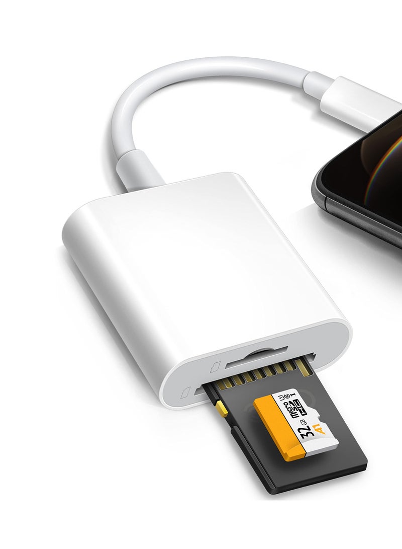 SYOSI SD Card Reader for iPhone/iPad, Micro SD Card Reader with Dual Slots Compatible with iPhone - Image 1