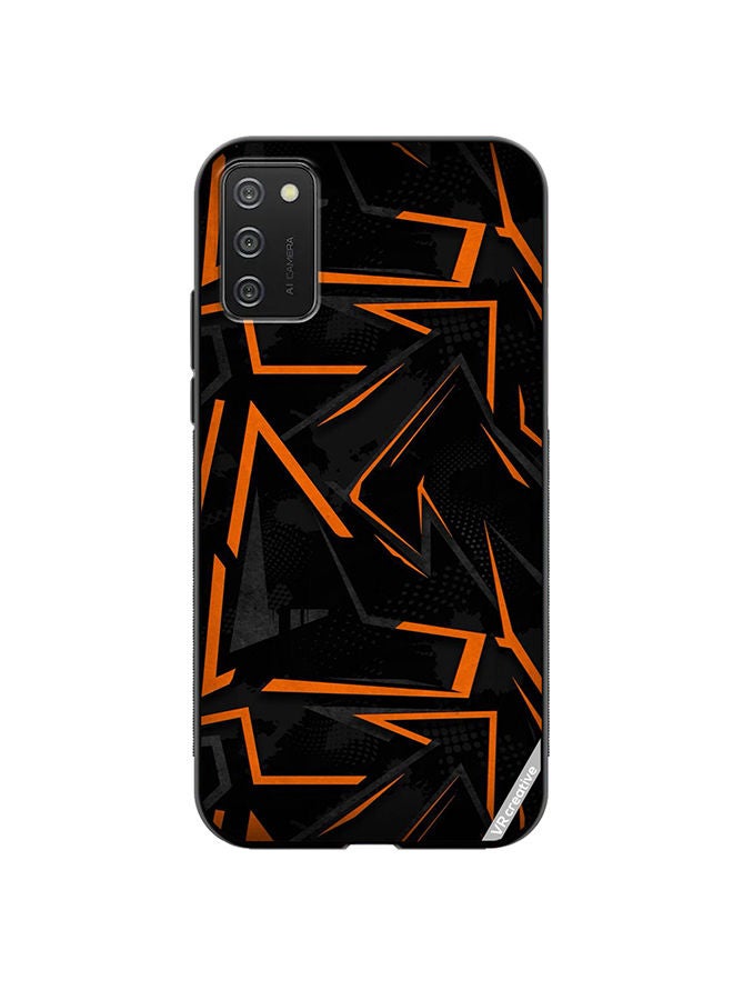 VR CREATIVE Protective Case Cover For Samsung Galaxy A02s Black & Orrange Pattern Design Multicolour - Image 1