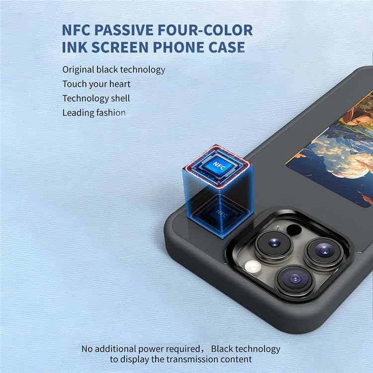 Tech Trendz Smart E-Ink Display Pattern NFC Case Customize Image Screen Display Photo in Mobile Phone Cover Compatible with iPhone 16 Pro - Golden - Image 2