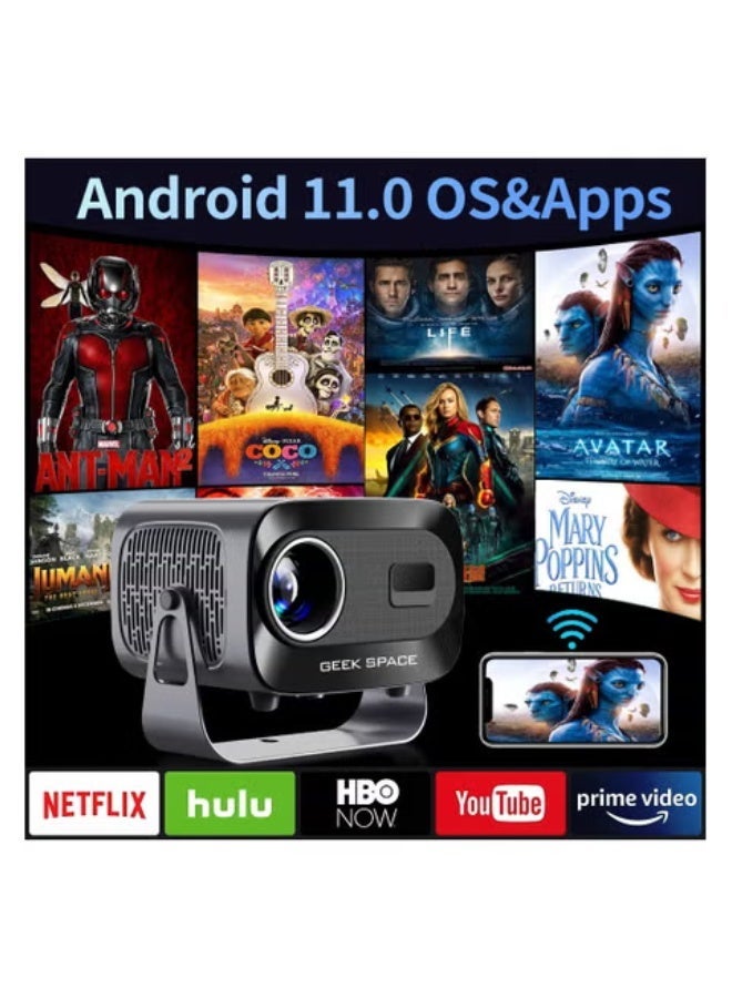 Geek Space A10 Plus Portable Projector, 4K, 720P Native Resolution, Android 11 OS, Dual Band WiFi, 200 ANSI Lumens, Auto Keystone Correction - Image 2
