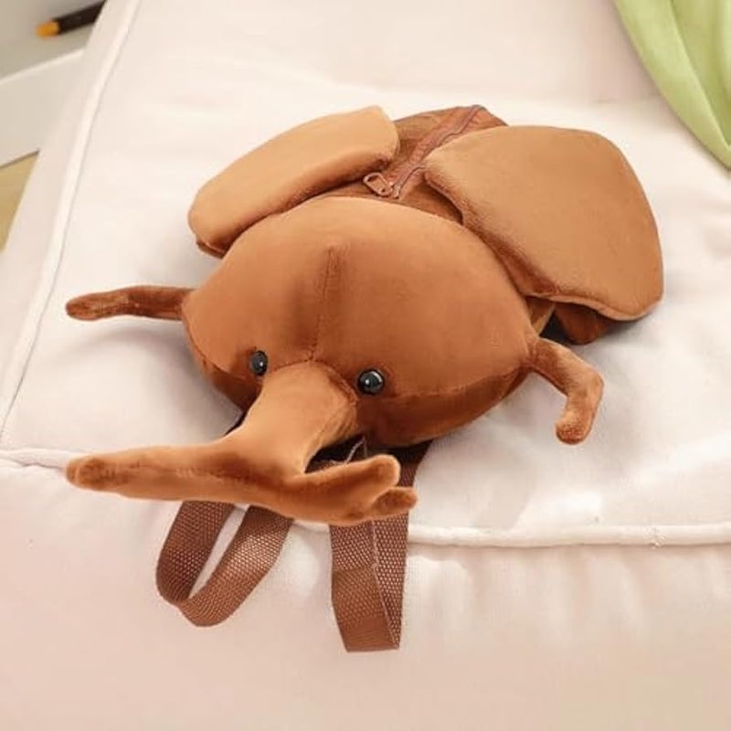 Plush Beetle Backpack Brown Insect Design Soft Lifelike Beetle Stag Bag for Women - Image 4