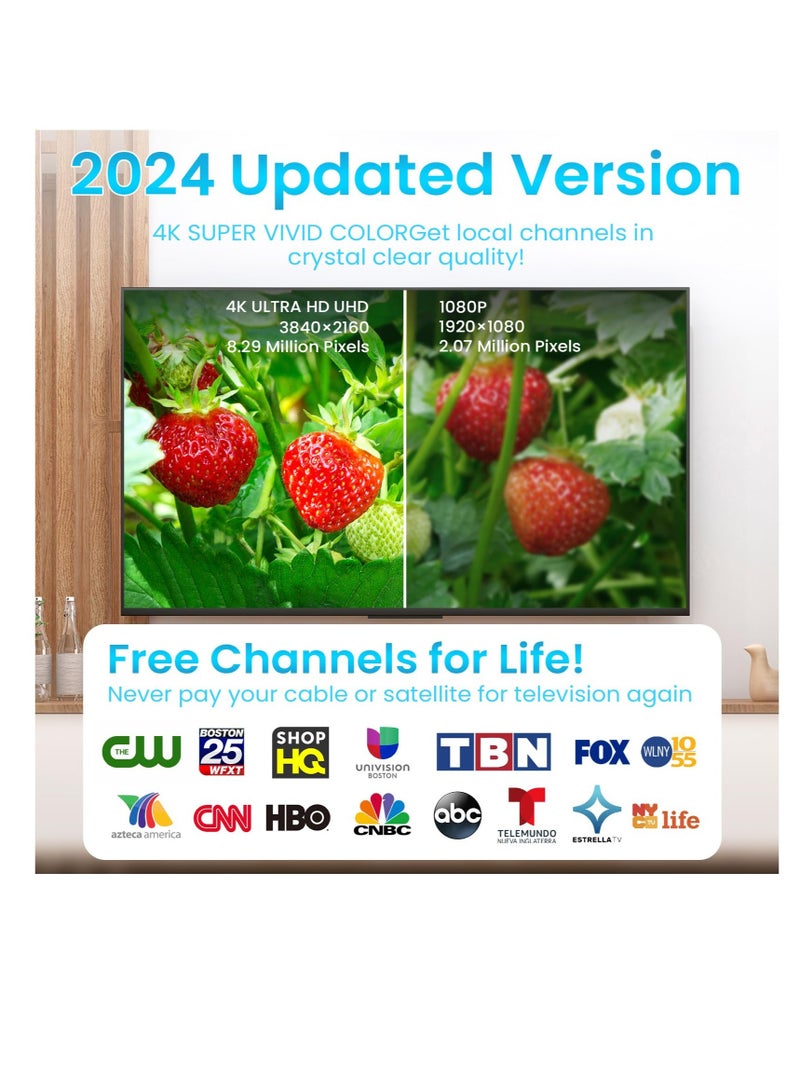 2024 Newest Freeview Indoor TV Aerial, 520KM Range Digital HDTV Aerial, with Amplifier Signal Booster, with 33ft/10M Coax Cable,4K 1080P TV Tuner DVB-T TV Radio - Image 2