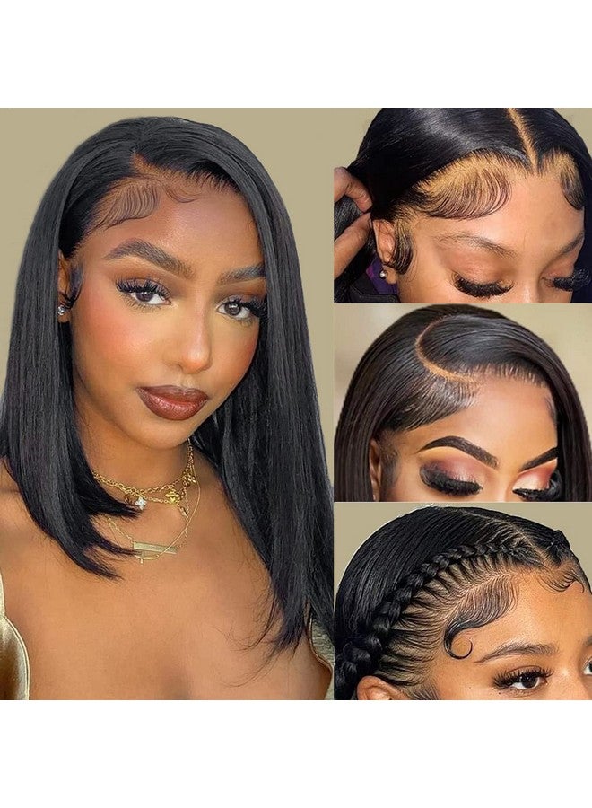 Superfect Bob Wig Human Hair 14 Inch 13X4 Hd Lace Front Wigs Human Hair Pre Plucked Straight Lace Frontal Glueless Short Bob Wigs For Women Human Hair Wig Natural Black Color(14 Inch Bob Wig) - Image 1