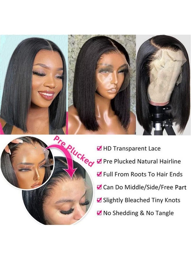 Superfect Bob Wig Human Hair 14 Inch 13X4 Hd Lace Front Wigs Human Hair Pre Plucked Straight Lace Frontal Glueless Short Bob Wigs For Women Human Hair Wig Natural Black Color(14 Inch Bob Wig) - Image 5