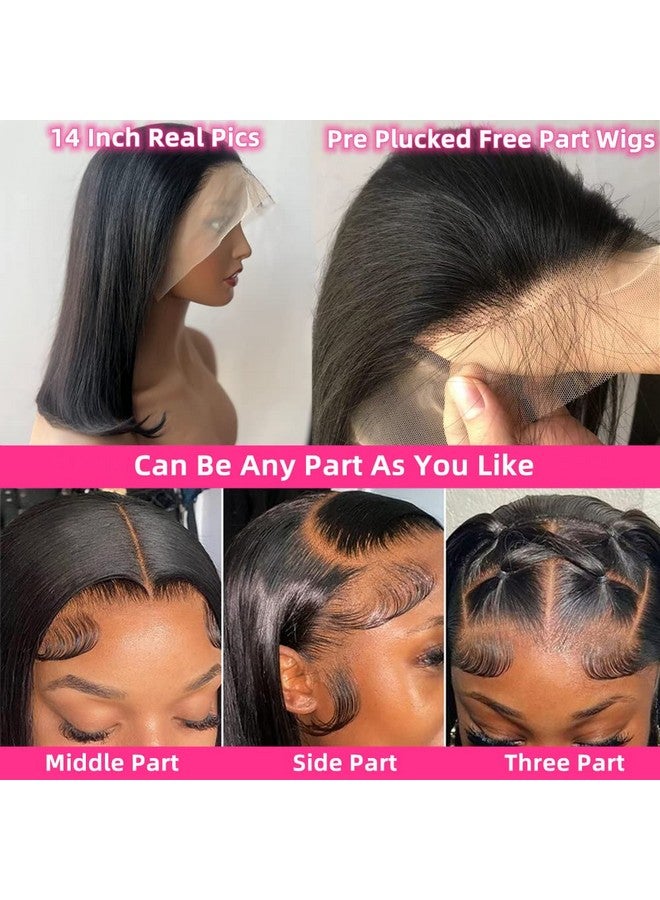 Superfect Bob Wig Human Hair 14 Inch 13X4 Hd Lace Front Wigs Human Hair Pre Plucked Straight Lace Frontal Glueless Short Bob Wigs For Women Human Hair Wig Natural Black Color(14 Inch Bob Wig) - Image 4