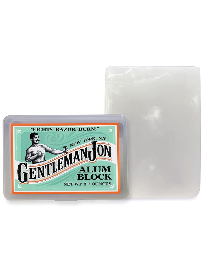Gentleman Jon 3.7 Ounce Alum Block in Plastic Case | Upgrade Your Shave - Soothing Aftershave Solution for Shaving Razor Burn Relief - Travel Friendly Durable Plastic Case Included