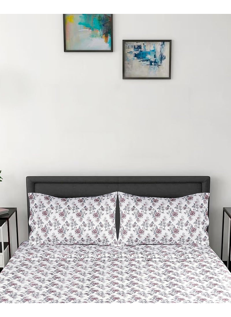 Modern Threads Modern Threads 100% Microfiber Bedsheet Set | Premium Soft Bed Covers | Deep Pocket Elastic Fitted Sheet, Flat Sheet & 2 Pillowcases (Rose Bloom, Queen)  - Image 4