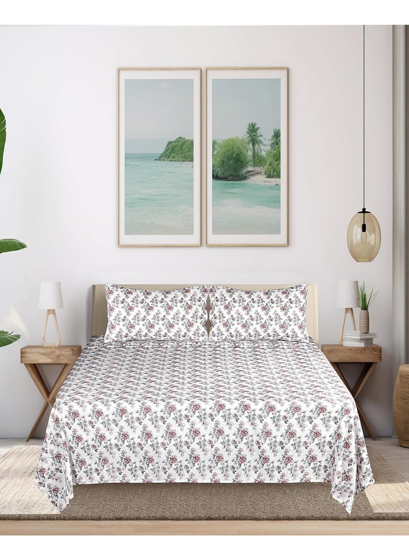 Modern Threads Modern Threads 100% Microfiber Bedsheet Set | Premium Soft Bed Covers | Deep Pocket Elastic Fitted Sheet, Flat Sheet & 2 Pillowcases (Rose Bloom, Queen)  - Image 2