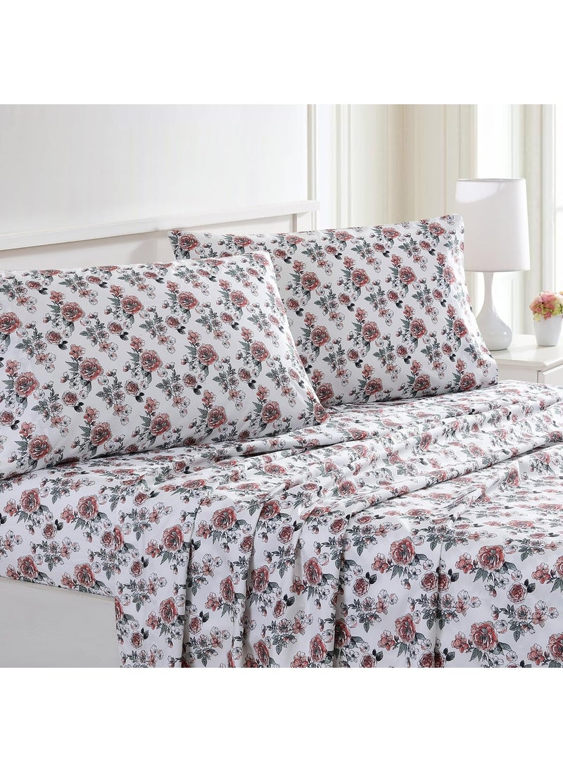 Modern Threads Modern Threads 100% Microfiber Bedsheet Set | Premium Soft Bed Covers | Deep Pocket Elastic Fitted Sheet, Flat Sheet & 2 Pillowcases (Rose Bloom, Queen)  - Image 1