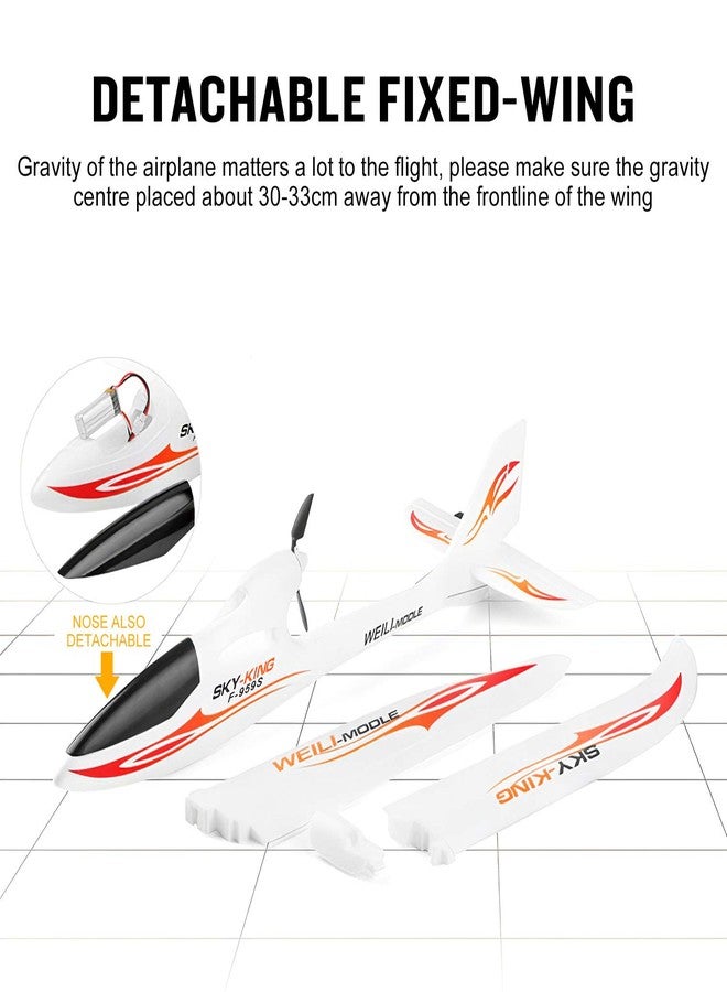GoolRC 3CH RC Airplane Sky-King RC Plane Fighter Toys,2.4GHz 6-axis Gyro Stabilizer RTF Glider Aircraft Plane,Easy to Fly for Adults Kids Beginners Boys - Image 3
