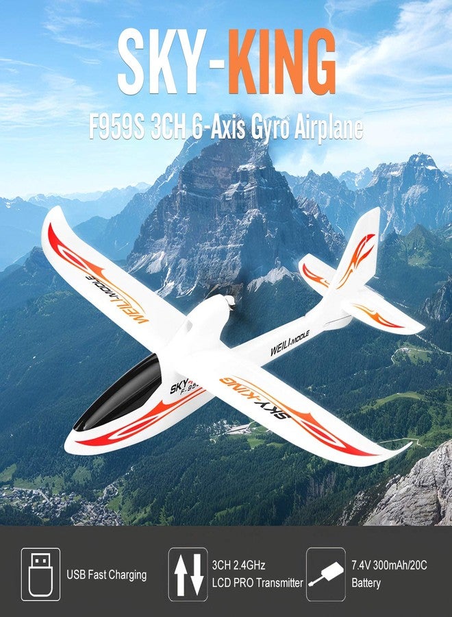 GoolRC 3CH RC Airplane Sky-King RC Plane Fighter Toys,2.4GHz 6-axis Gyro Stabilizer RTF Glider Aircraft Plane,Easy to Fly for Adults Kids Beginners Boys - Image 4