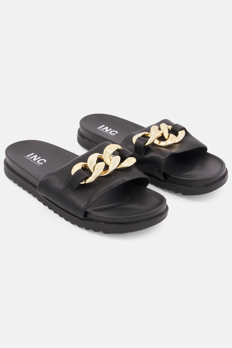 INC Kids Girl Slip On Sandals, Black - Image 1