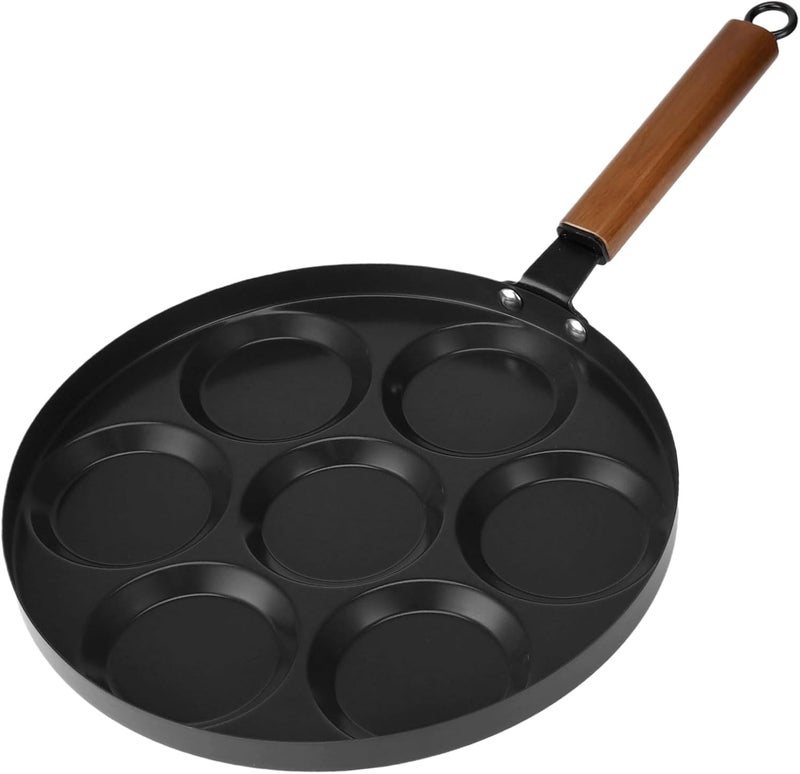 7-Cup Omelet Pan, 12 In Nonstick Egg Frying Pan With Brush And Spatula, Ceramic Coating, Wood Handle, Compatible With All Stove Cookers - Image 3