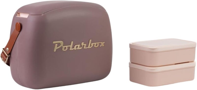 بولار بوكس حقيبة تبريد حمل من Polarbox | صندوق غداء رجعي للنزهة حقيبة غداء قابلة لإعادة الاستخدام حقيبة تبريد صغيرة عتيقة تشمل حاويتين للطعام! طعام ومشروبات للعمل والسفر والشاطئ والتخييم والمشي لمسافات طويلة 6 لتر (Mulberry Gold) - Image 1