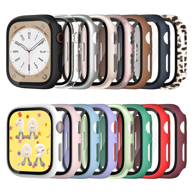 COMMUTER [16 Pack] for Apple Watch Series 9/8/7 Screen Protector 45mm, (2023 NEW) Hard PC Ultra-Thin Protective Face Cover Built-in Tempered Glass Film for Apple Watch 9/8/7 45mm - Image 5