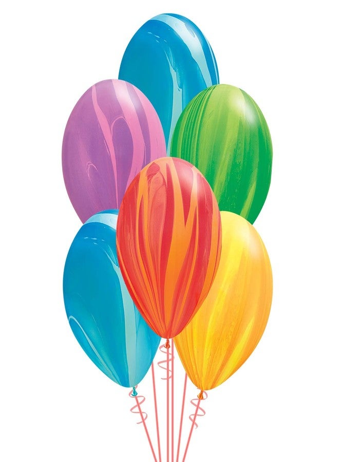 Qualatex Rainbow SuperAgate Assortment Biodegradable Latex Balloons, 11-Inches (10-Units) - Image 1