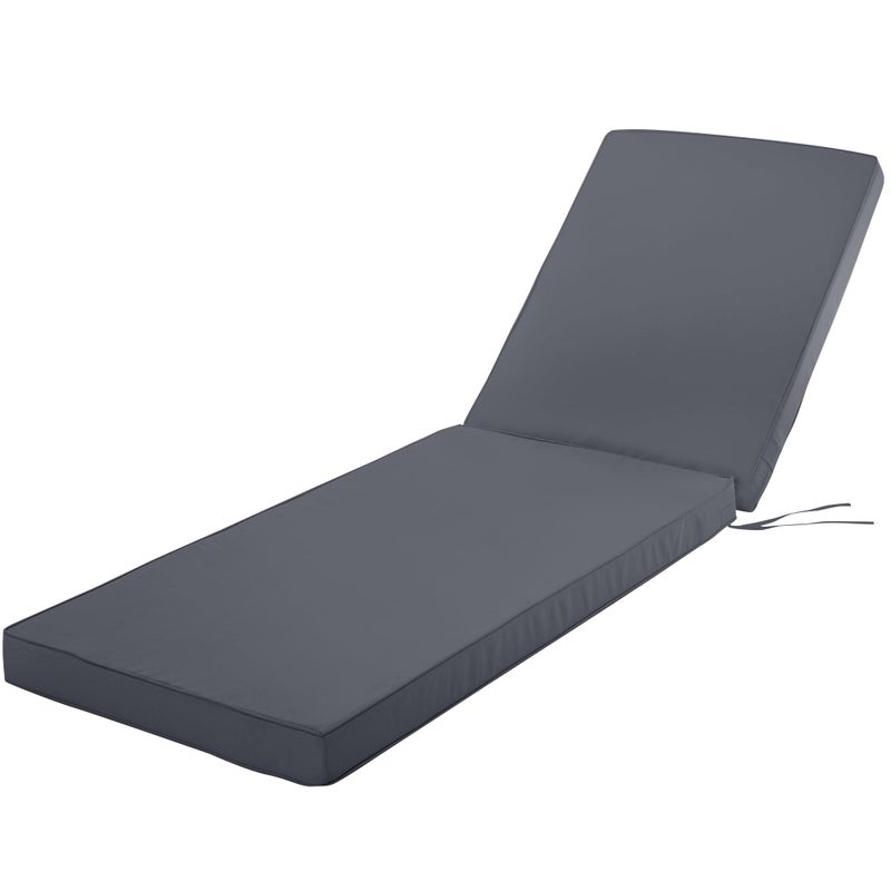 Comcaver Chaise Lounge Cushion for Outdoor Furniture Waterproof Fade and Tear Resistant Lounge Deck Chair Cushions for Patio Lawn Pool Resort Hotel 72x21x3 Inch Dark Grey