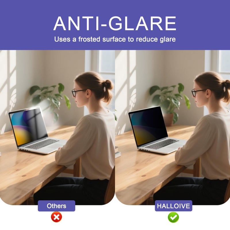 Halloive 360Â° Privacy Screen Protector for Macbook Air 13.6/13 Inch (2022-2025, M2, M3ï¼ŒM4), Privacy Screen Filter for Macbook Air 13.6 Inch, Anti-Spy/Anti Fingerprint/Anti Blue Light/Anti Glare - Image 4