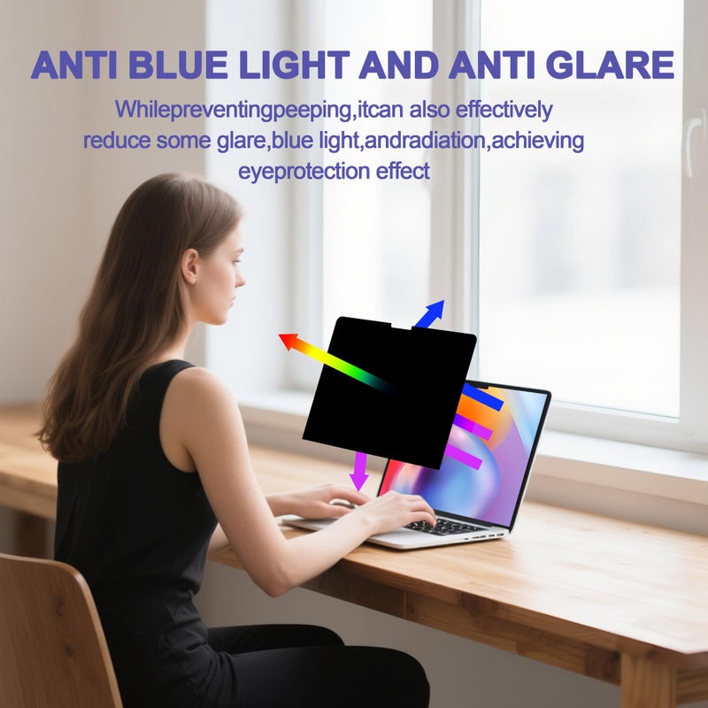 Halloive 360Â° Privacy Screen Protector for Macbook Air 13.6/13 Inch (2022-2025, M2, M3ï¼ŒM4), Privacy Screen Filter for Macbook Air 13.6 Inch, Anti-Spy/Anti Fingerprint/Anti Blue Light/Anti Glare - Image 5