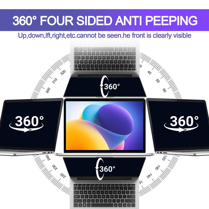 Halloive 360Â° Privacy Screen Protector for Macbook Air 13.6/13 Inch (2022-2025, M2, M3ï¼ŒM4), Privacy Screen Filter for Macbook Air 13.6 Inch, Anti-Spy/Anti Fingerprint/Anti Blue Light/Anti Glare - Image 2