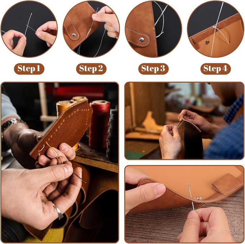 Odluzy Extra Strong Upholstery Thread Repair Sewing Kit, Upholstery Repair Sewing Thread Kit and Heavy Duty Household Hand Needles, 3 Rolls Heavy Duty Nylon Thread with 7 Pcs Leather Needles, 55 Yard Per Rol - Image 4
