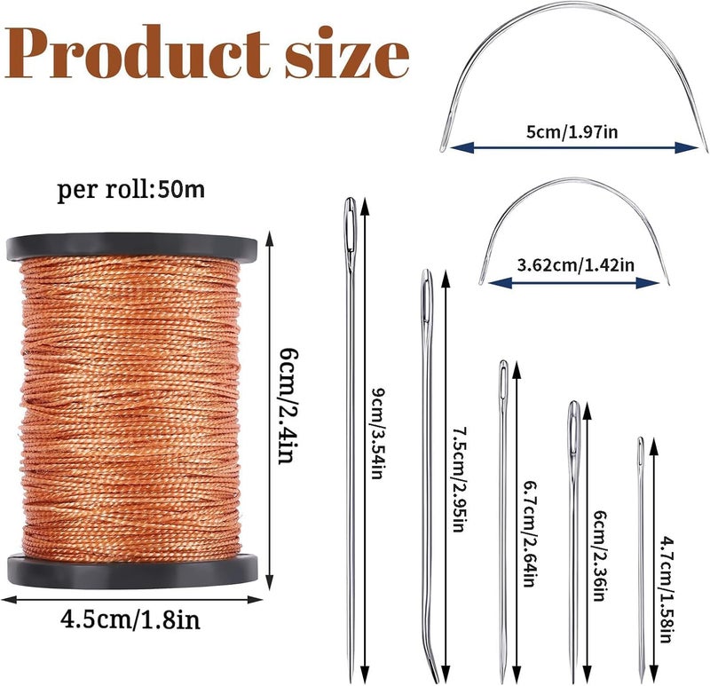 Odluzy Extra Strong Upholstery Thread Repair Sewing Kit, Upholstery Repair Sewing Thread Kit and Heavy Duty Household Hand Needles, 3 Rolls Heavy Duty Nylon Thread with 7 Pcs Leather Needles, 55 Yard Per Rol - Image 2