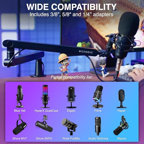 Sensic SA-30 LP Low Profile Microphone Boom Arm, 360° Rotatable Mic Stand, Low Profile Microphone arm for streaming with Cable Management, Professional Mic Arm, Mic Boom Arm Black - Image 2