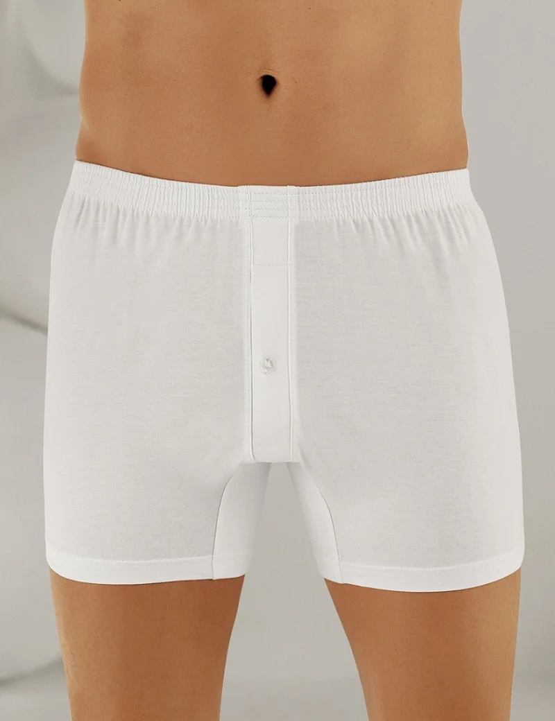 Şahinler Combed Cotton Buttoned Boxer White ME010