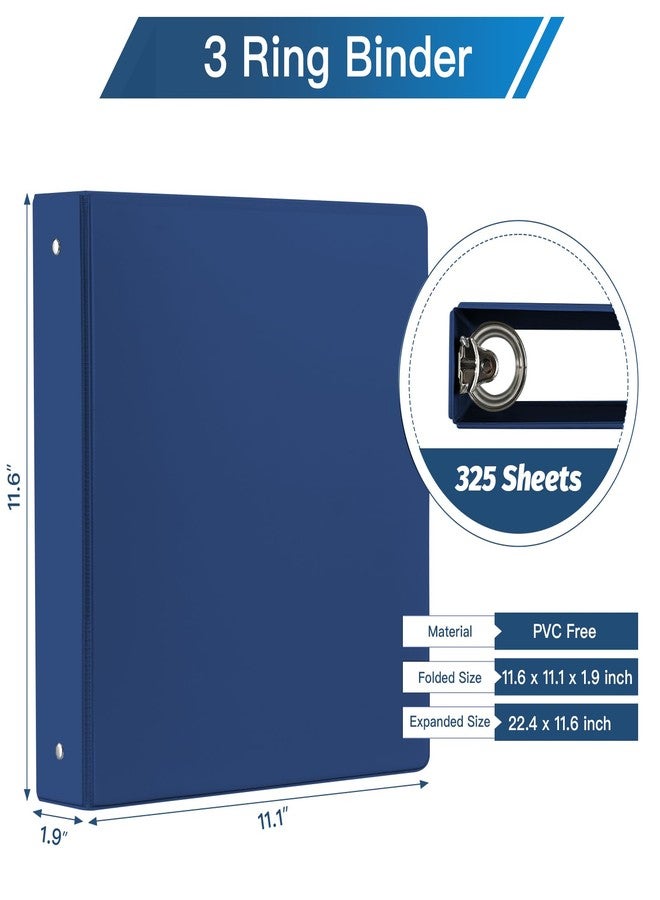 SUIN Premium 3 Ring Binder with 2 Interior Pockets, Heavy Duty Binders Holds US Letter Size 8.5'' x 11'' Paper - Versatile Binders for Office, Home, and School Use, 6 Pack (White) (1.5-inch Bright Colors) - Image 2